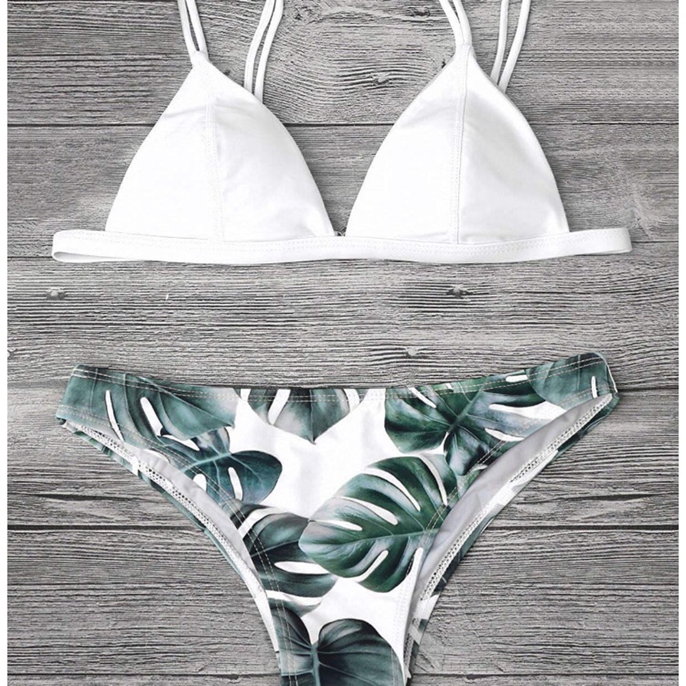 Zaful white palm tree bikini
